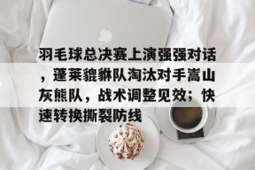 关于羽毛球总决赛上演强强对话，蓬莱貔貅队淘汰对手嵩山灰熊队，战术调整见效；快速转换撕裂防线的信息-爱游戏平台